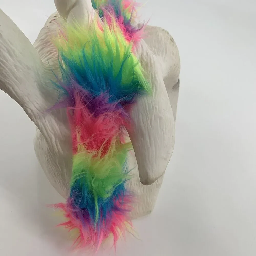 Latex Rainbow Mohawk Unicorn Mask Full Head Animal Mask Adult Horse White OS